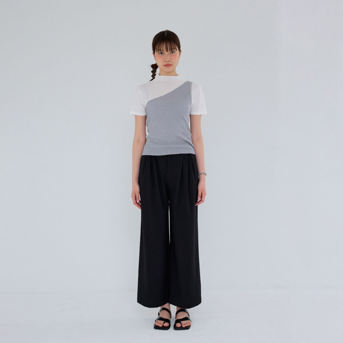 에이앤레이(AEIREI) AR_Double buckle loose pants_BLACK