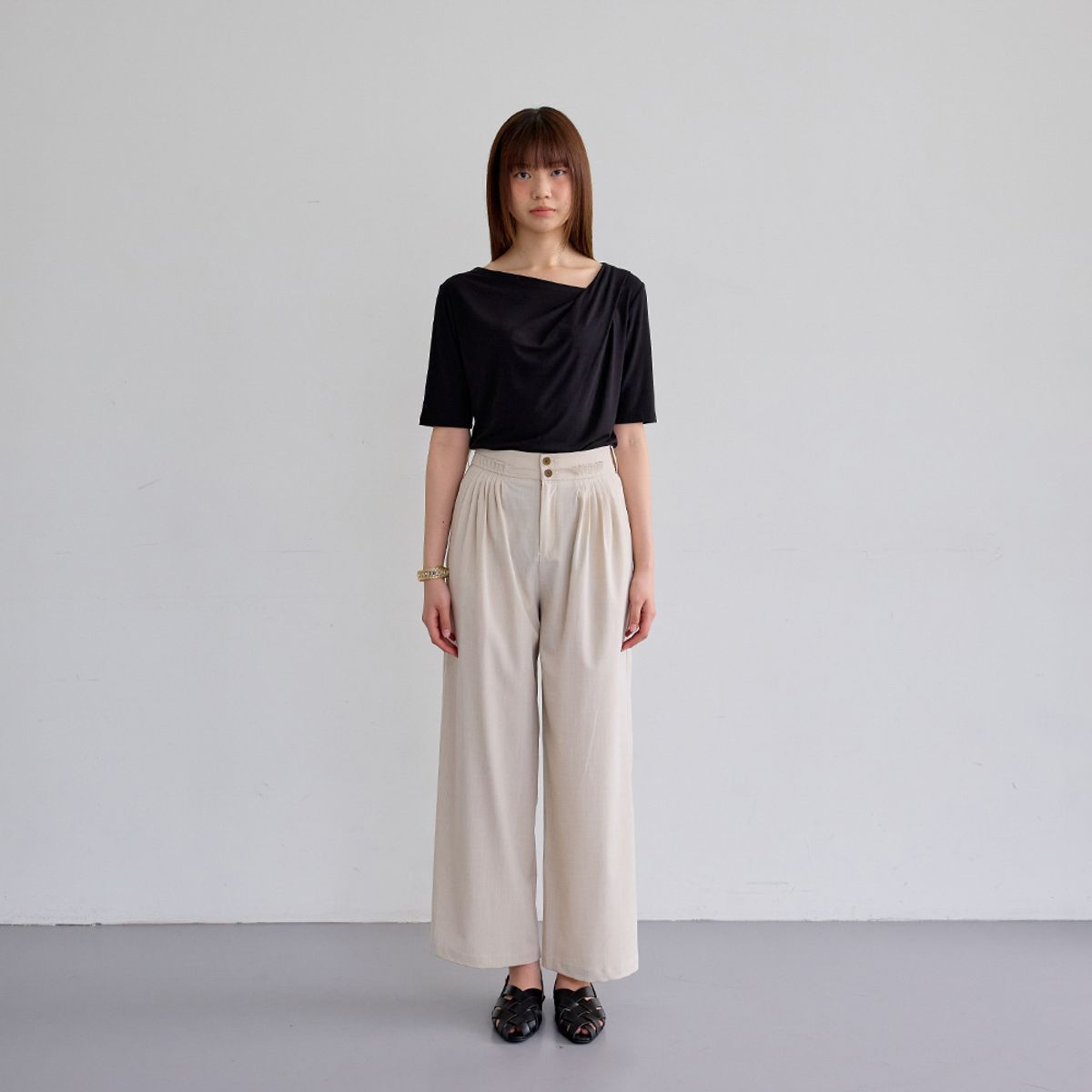 에이앤레이(AEIREI) AR_Double buckle loose pants_IVORY