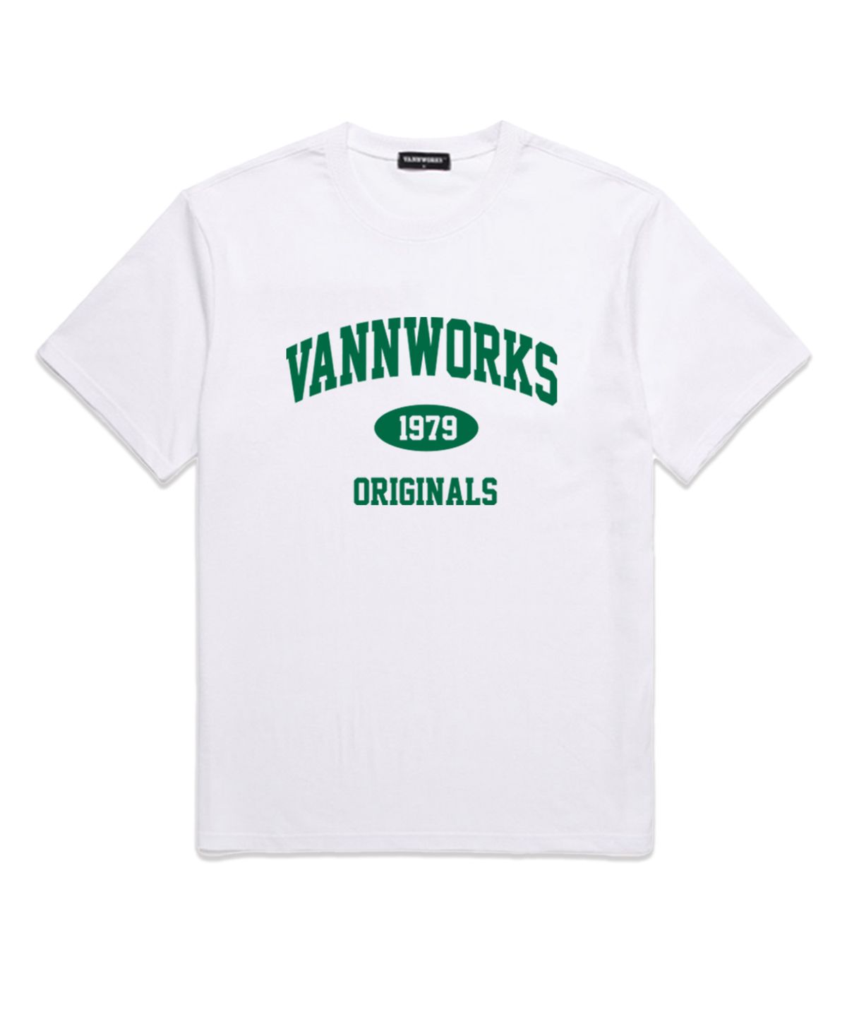밴웍스(VANNWORKS) 아치 오리지널 오버핏 반팔 티셔츠 (VS0021) 화이트/그린