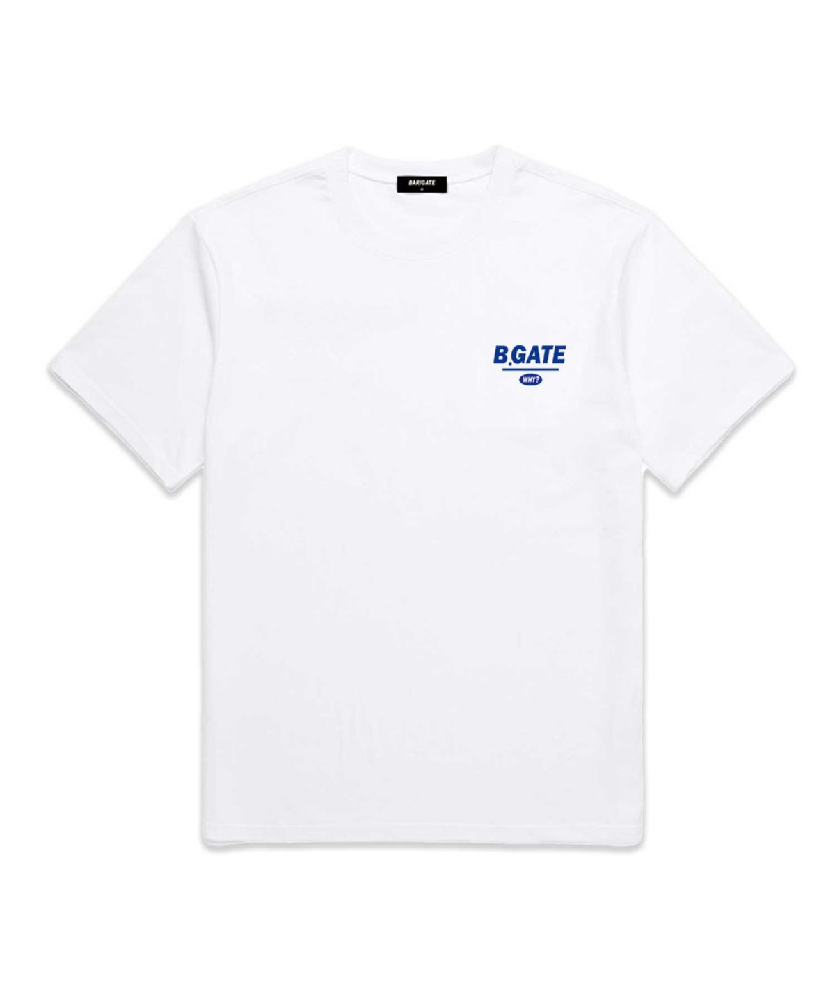 바리게이트(BARIGATE) B-GATE 스몰 로고 오버핏 반팔 티셔츠 (BS023) 화이트/블루