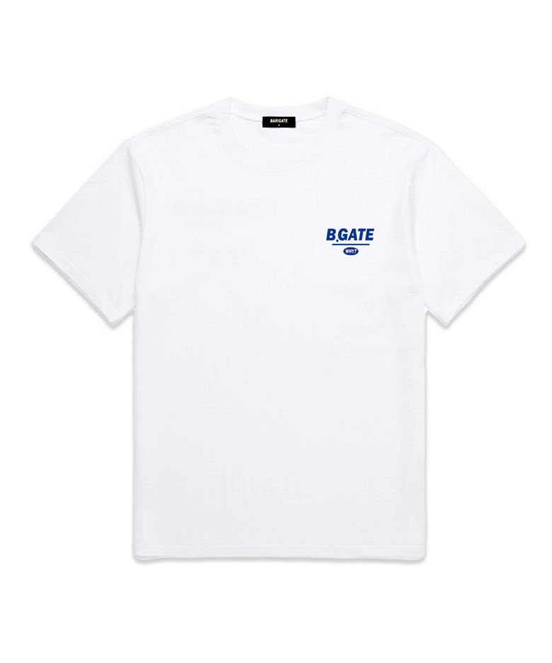[F/W신상할인] B-GATE 스몰 로고 오버핏 반팔 티셔츠 (BS023) 화이트/블루
