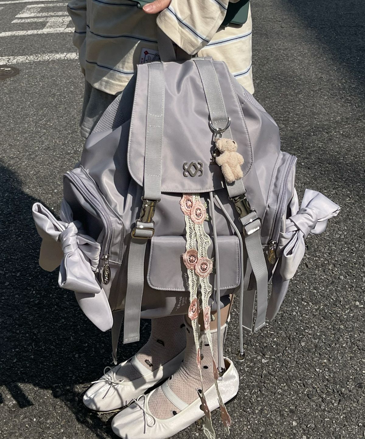시월107(SIWL107) Bow Backpack (Lavender)