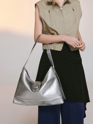 veil bag - crinkle silver