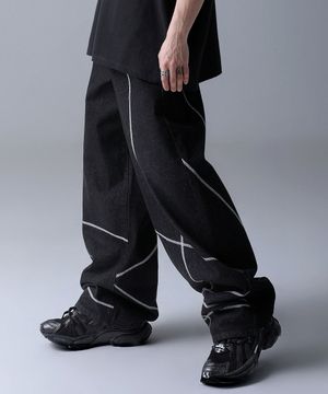 Essen Wide Denim Pants BLACK