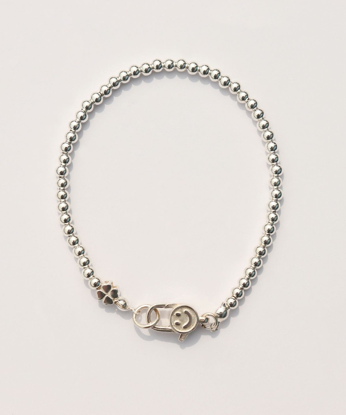 봉보(BONBEAU) 3mm silverball clover smile lock Bracelet 925실버 순은 클로버 참 스마일 자물쇠 3mm 볼팔찌