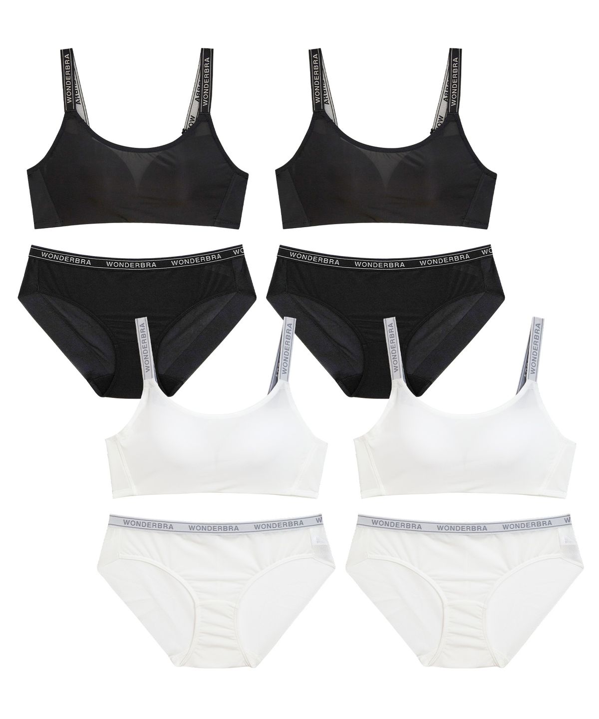 원더브라(WONDERBRA) [4SET] 스포츠 메쉬 노와이어 브라팬티 세트