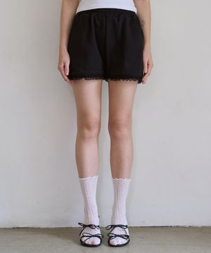 레이스 밴딩 쇼츠 팬츠 (블랙)
