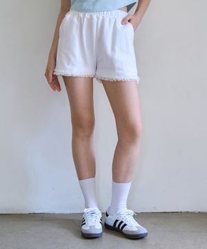 레이스 밴딩 쇼츠 팬츠 (화이트)