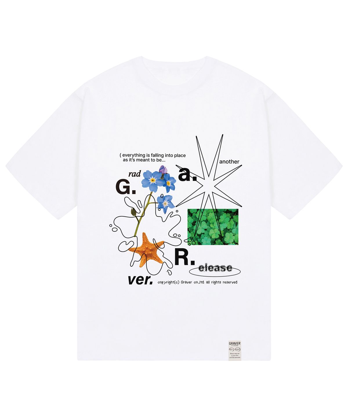 그레이버(GRAVER) [UNISEX]G NO.1 콜라주 반팔티_화이트