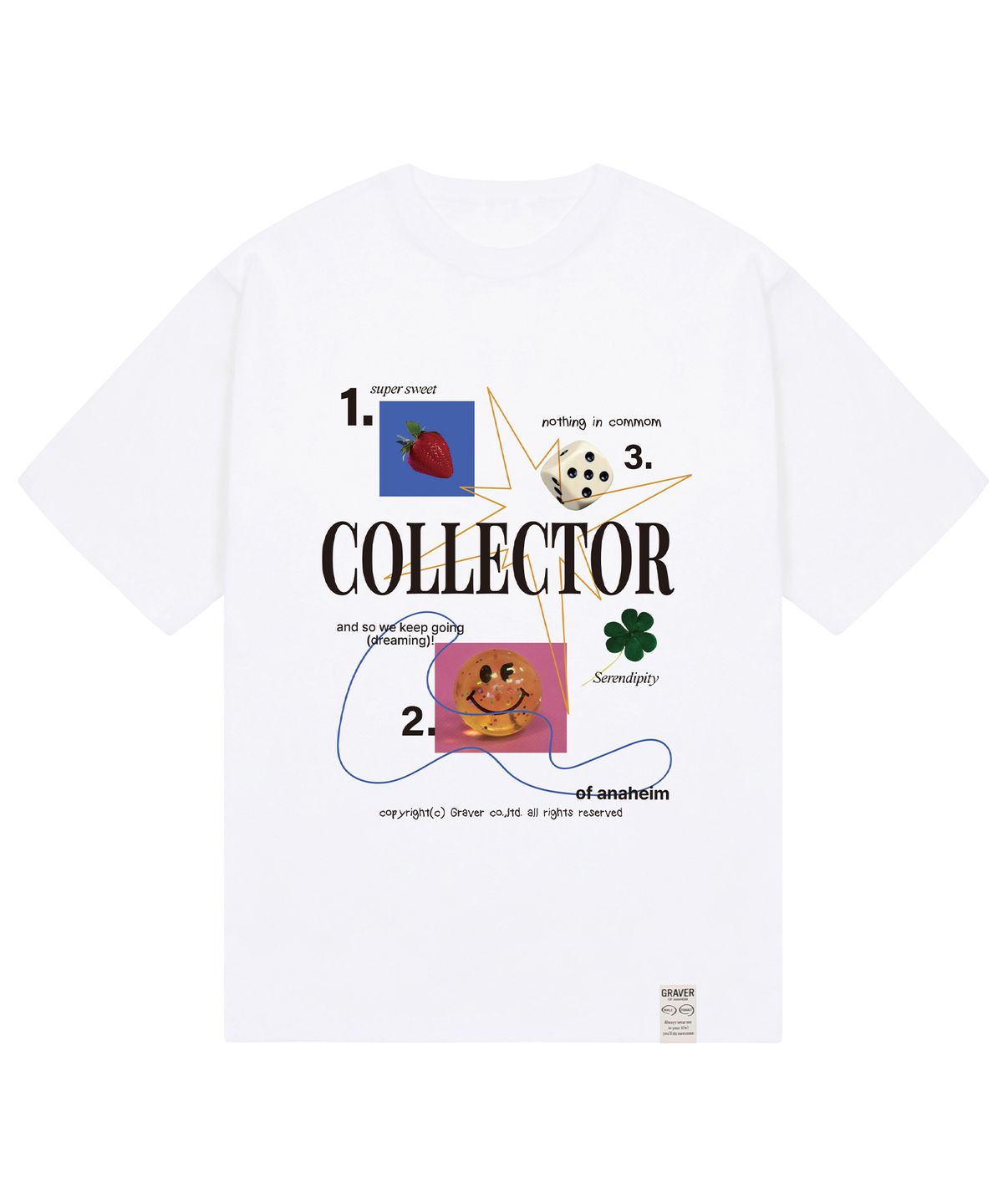 그레이버(GRAVER) [UNISEX]G NO.2 콜라주 반팔티_화이트
