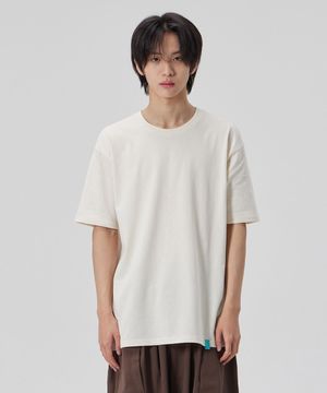 코튼 루즈핏 반팔 티셔츠_버터 밀크