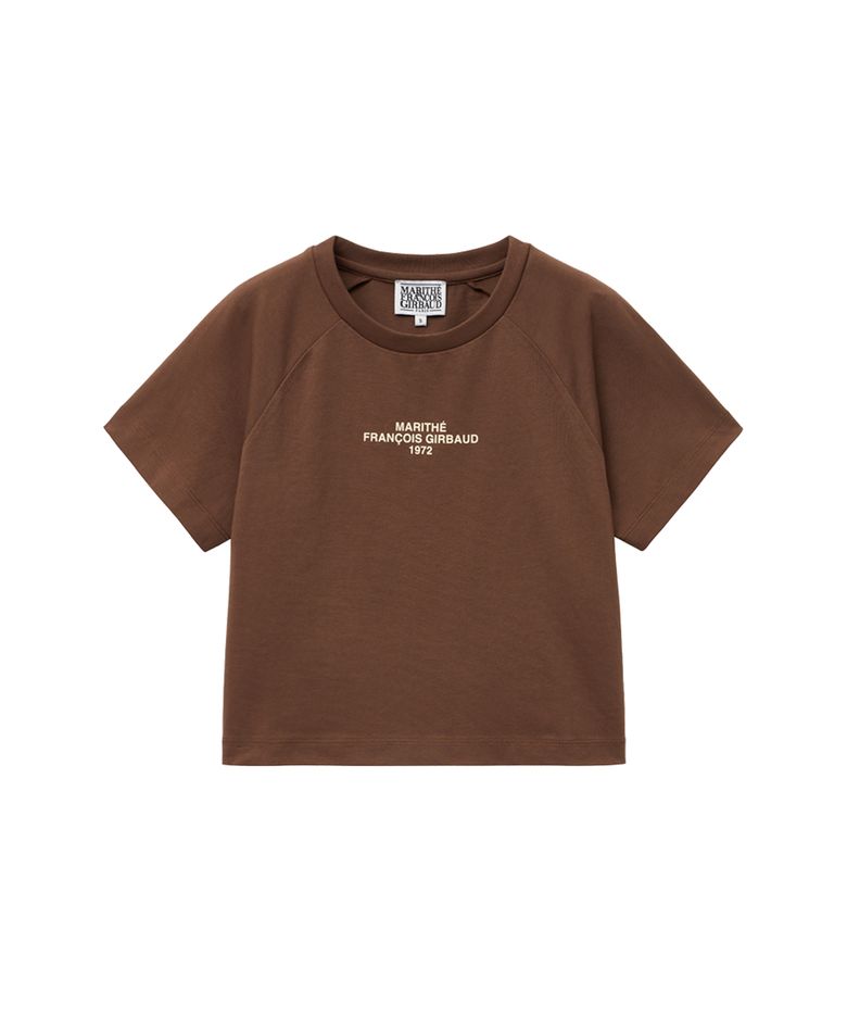 W LETTERING LOGO CROP TEE brown