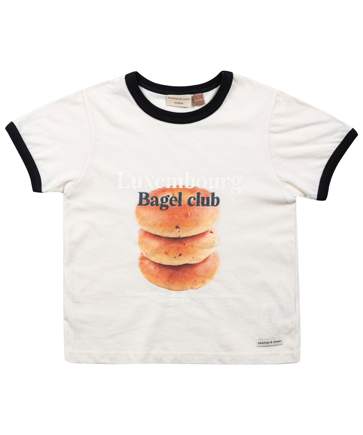 비치스앤 크림 키즈(BEACHESAND CREAM KIDS) 비치스 푸디 그래픽 링거 티셔츠-네이비(Beaches Foodie Graphic Ringer T-shirt Navy)