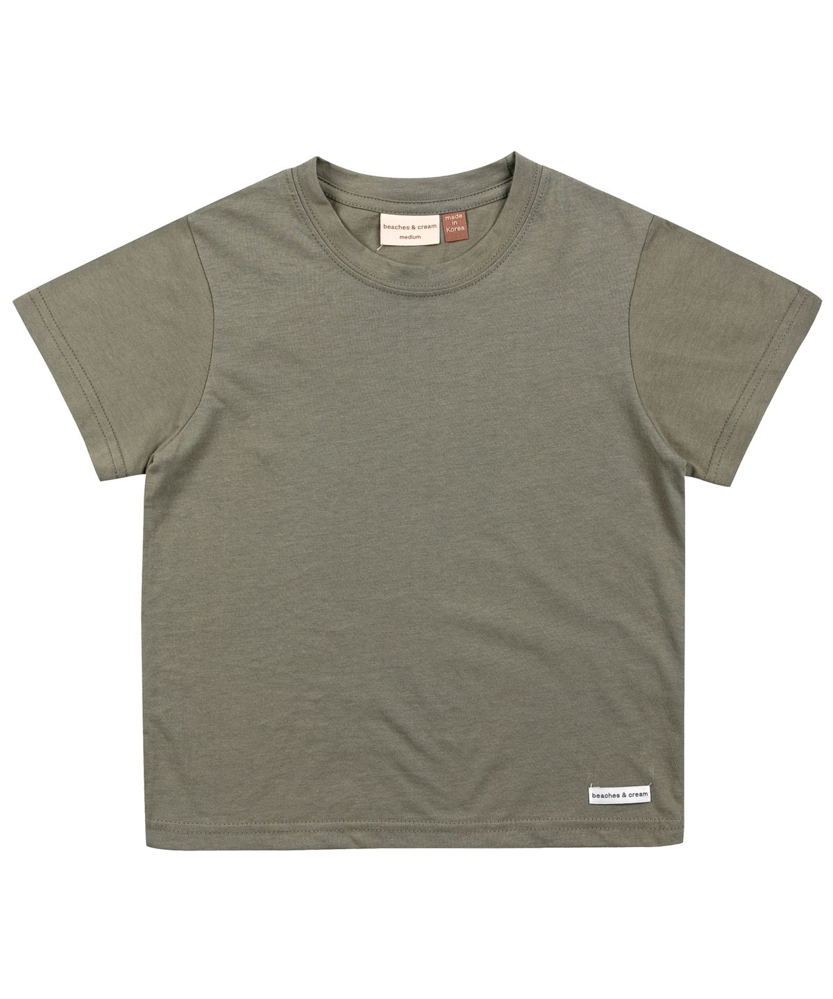 비치스앤 크림 키즈(BEACHESAND CREAM KIDS) 비치스 텐더 반팔 티셔츠-그레이쉬 카키(Beaches Tender Half-Sleeve T-shirt Grayish Khaki)