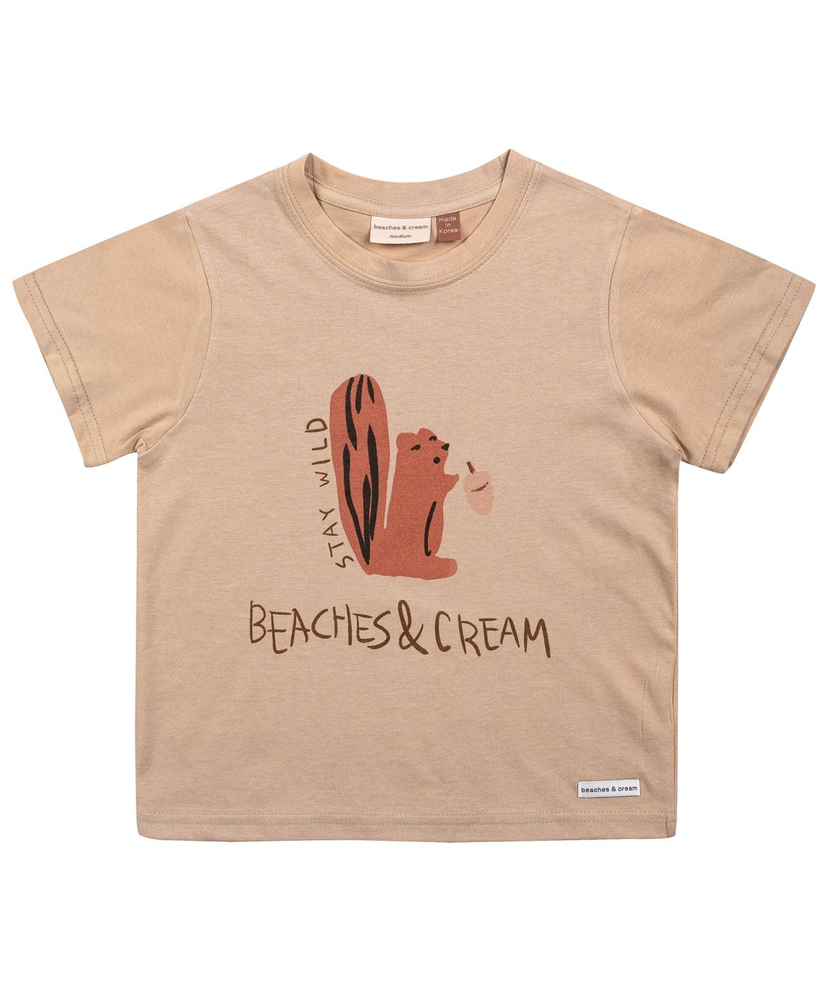 비치스앤 크림 키즈(BEACHESAND CREAM KIDS) 칩멍 반팔 티셔츠-베이지(Chipmunk Half-Sleeve T-shirt Beige)