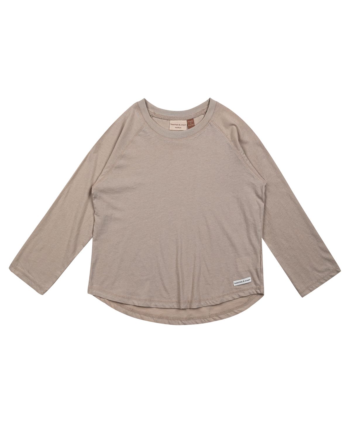 비치스앤 크림 키즈(BEACHESAND CREAM KIDS) 스티치 레글런 긴팔 티셔츠-그레이쉬 베이지(Stitch Reglan Long Sleeve T-shirt grayish Beige)