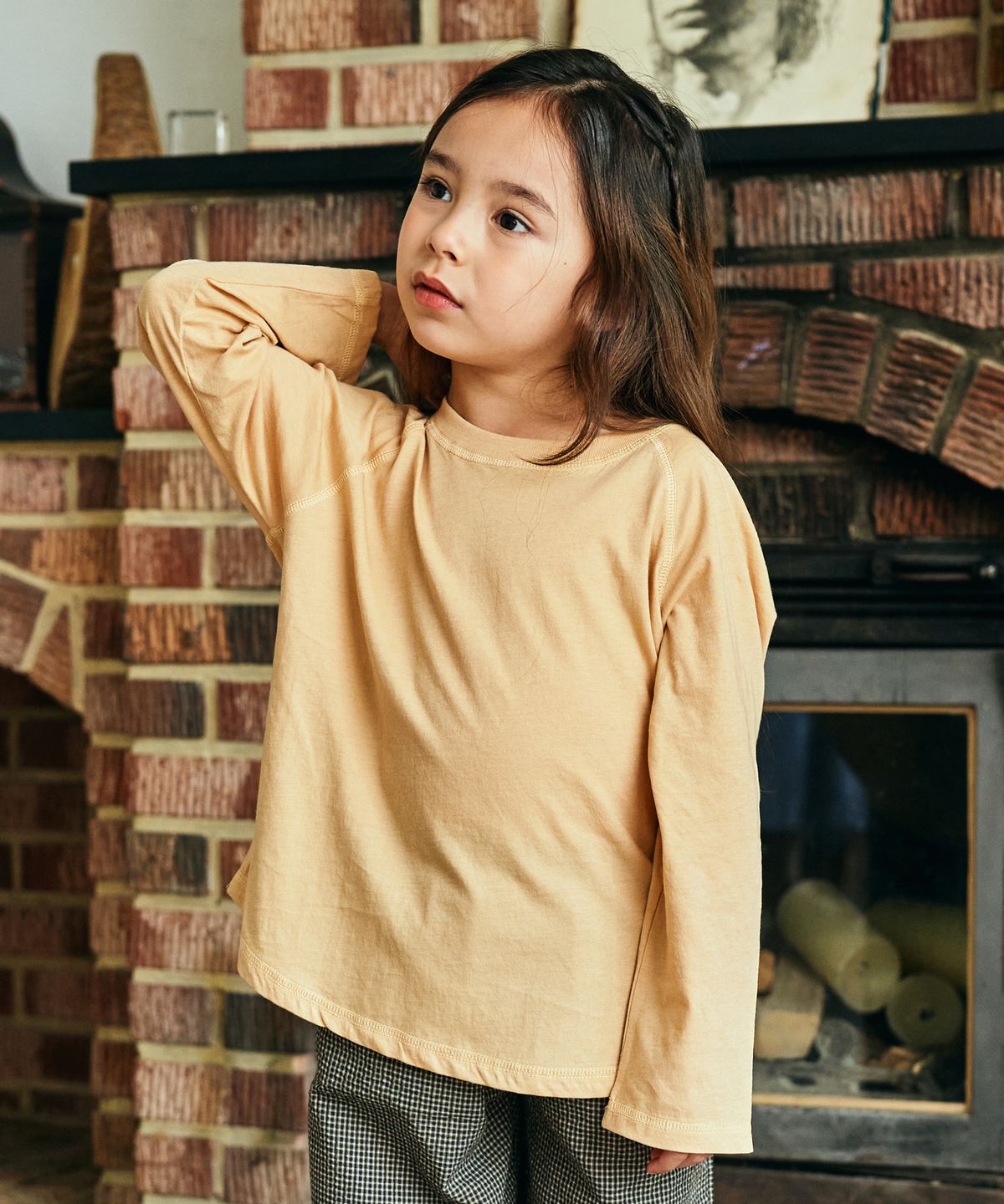 비치스앤 크림 키즈(BEACHESAND CREAM KIDS) 스티치 레글런 긴팔 티셔츠-베이지(Stitch Reglan Long Sleeve T-shirt Beige)
