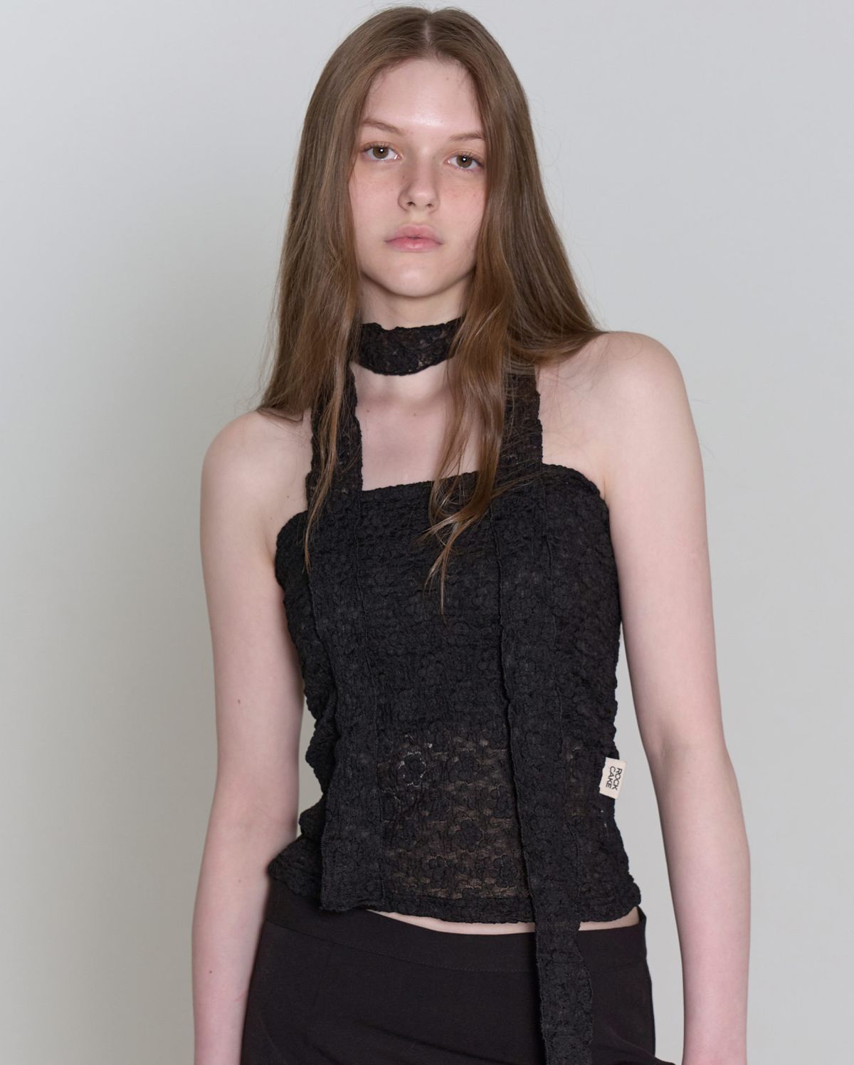 락케이크(ROCKCAKE) Lace Tube Top Set - Black