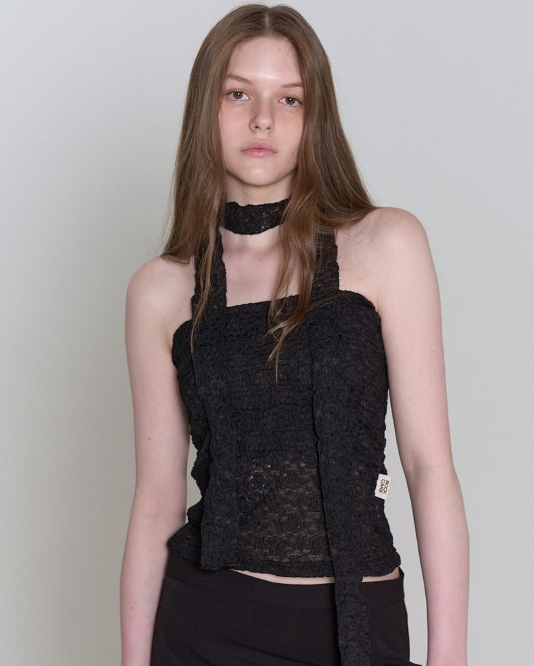 Lace Tube Top Set - Black