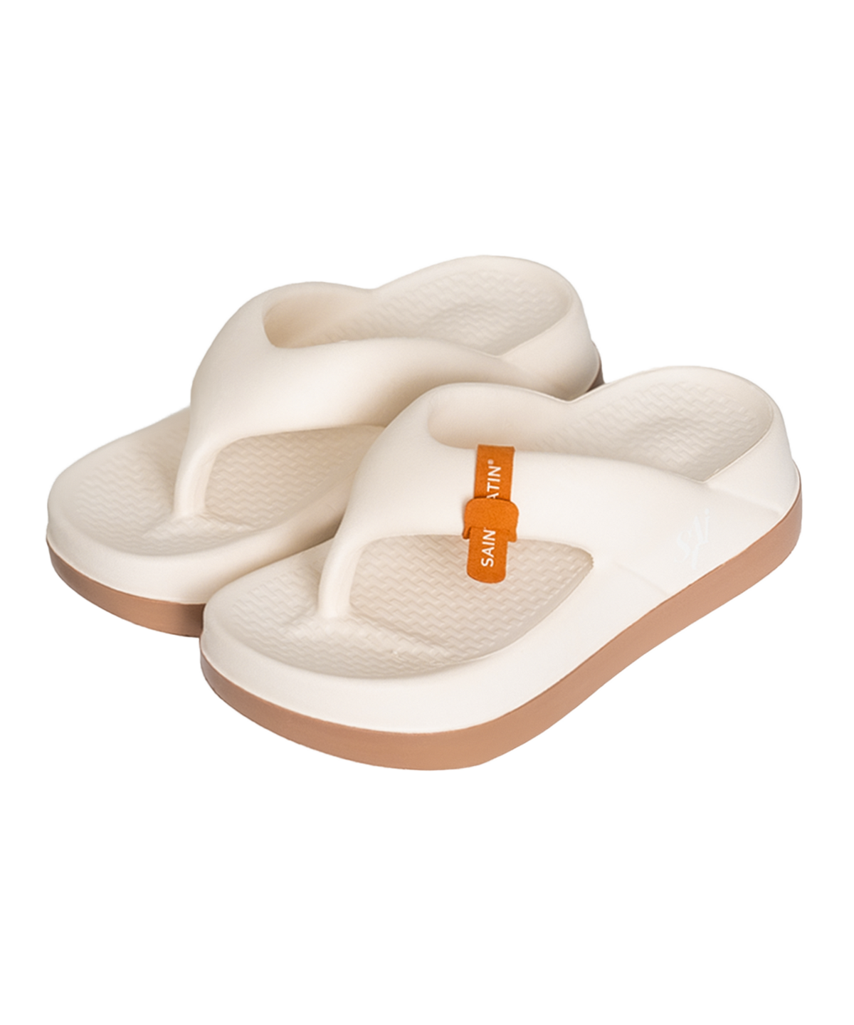 세인트새틴(SAINTSATIN) 버블 플랫폼 6cm 통굽 배색 쪼리 플립플랍 _베이지브라운
