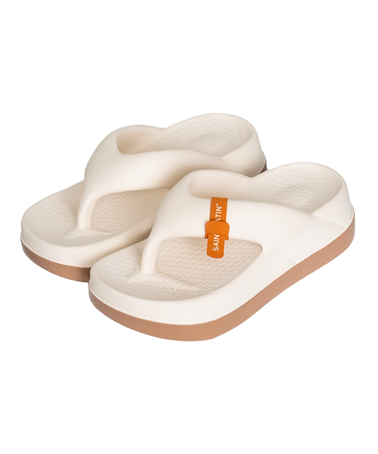 버블 플랫폼 6cm 통굽 배색 쪼리 플립플랍 _베이지브라운