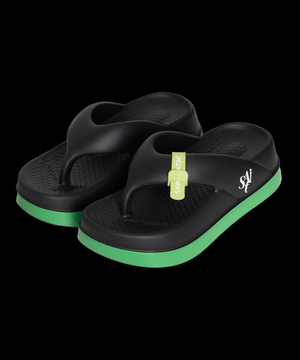 버블 플랫폼 6cm 통굽 배색 쪼리 플립플랍_블랙그린