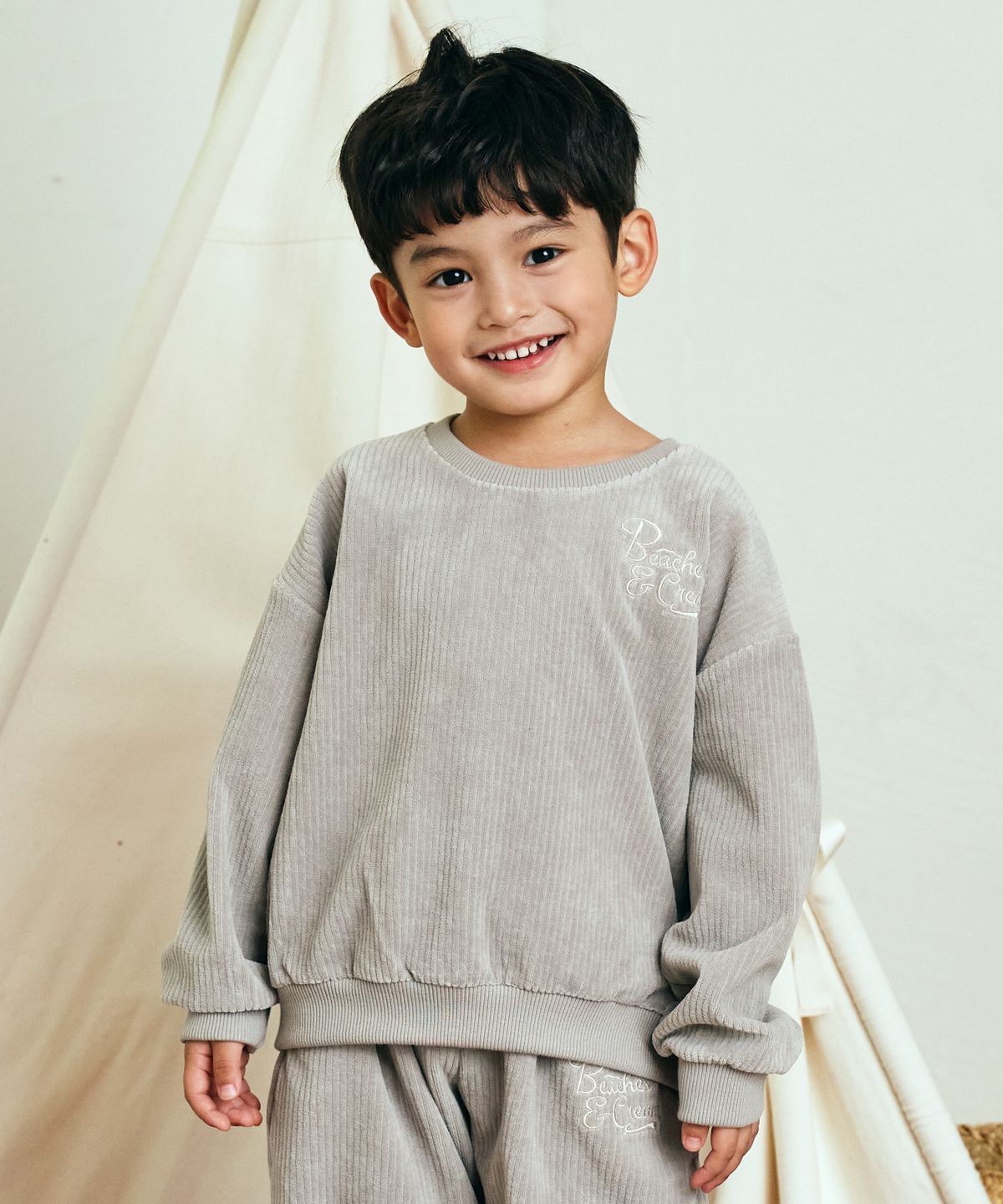 비치스앤 크림 키즈(BEACHESAND CREAM KIDS) 루덴 골지 벨로아  MTM- 그레이 (Ruden ridded soft bend MTM  Gray)