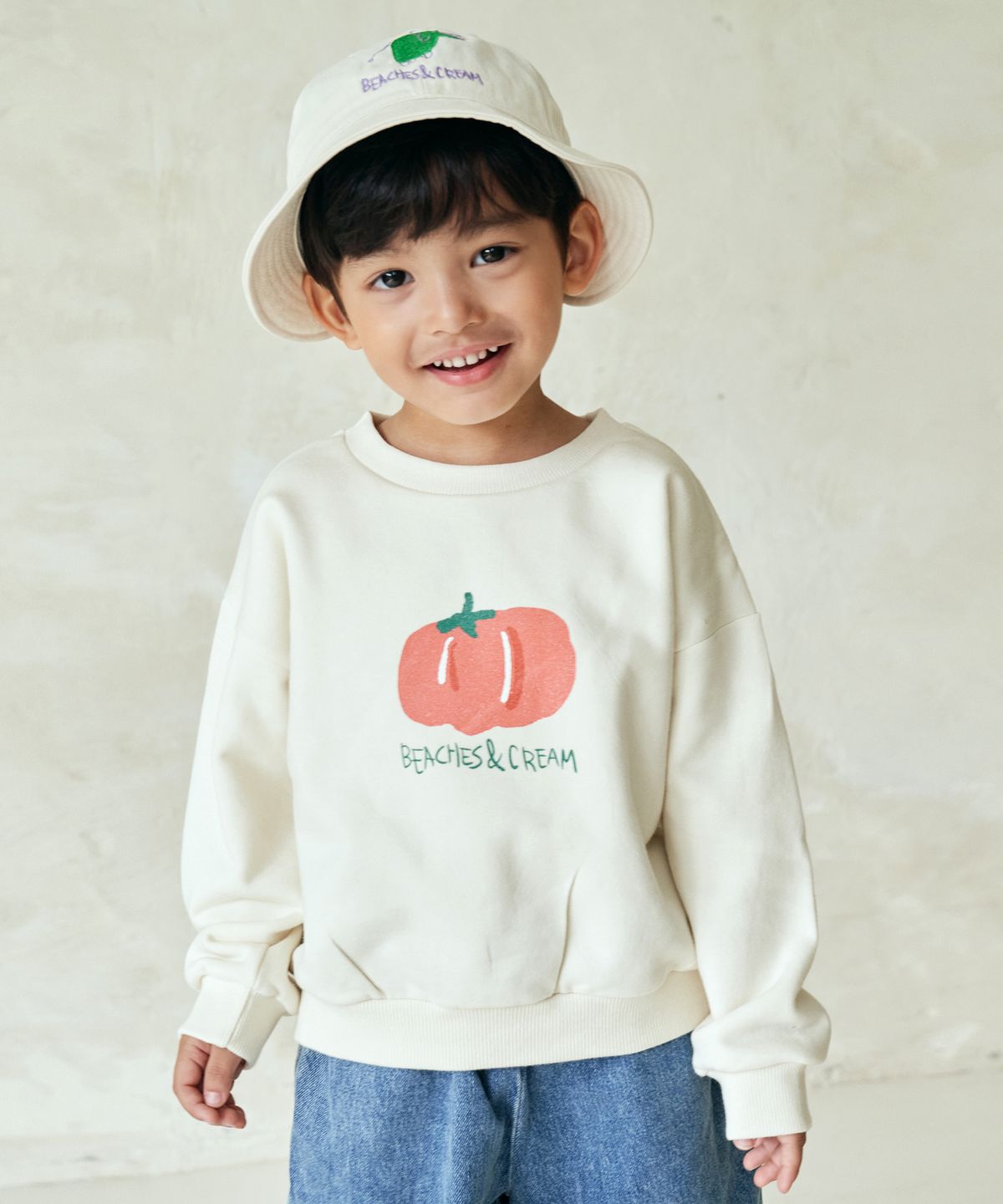 비치스앤 크림 키즈(BEACHESAND CREAM KIDS) 펌킨 맨투맨-화이트 (pumpkin MTM White)