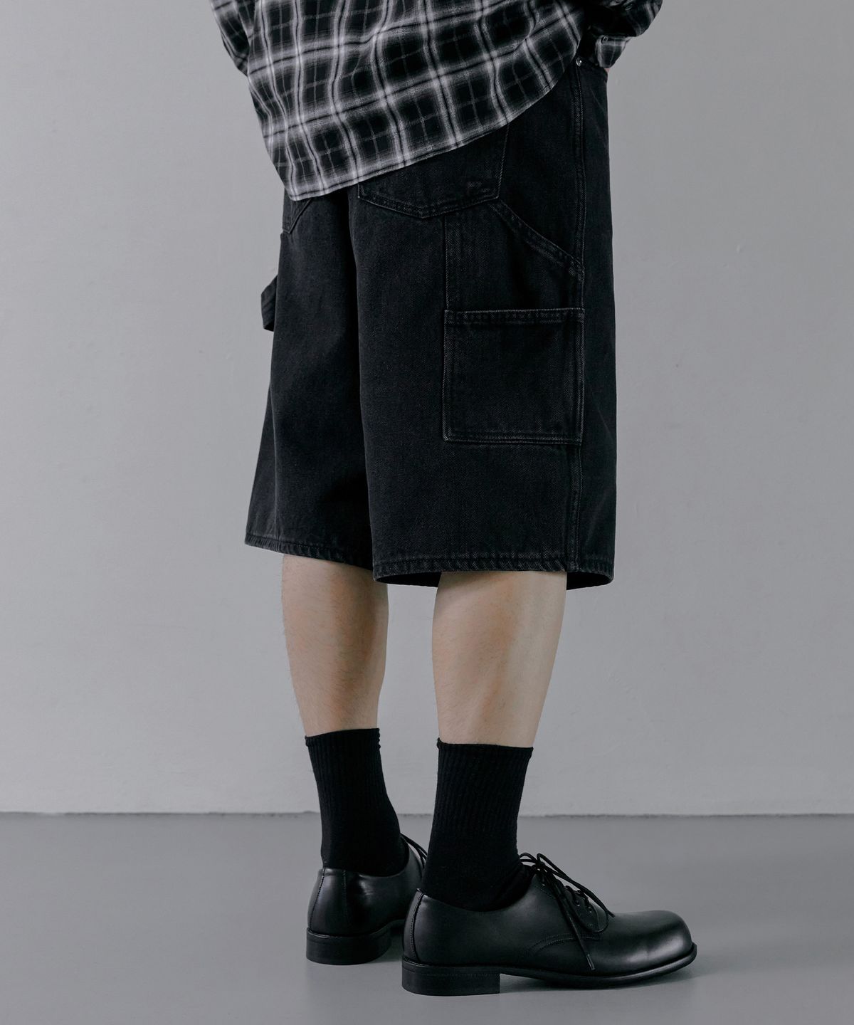 브랜디드(BRANDED) CARPENTER DENIM SHORTS [WASHED BLACK]