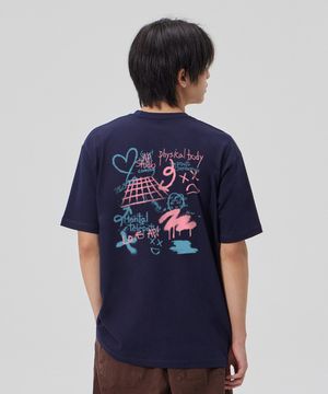 [그라피티]코튼 루즈핏 반팔 티셔츠_스페이스 네이비