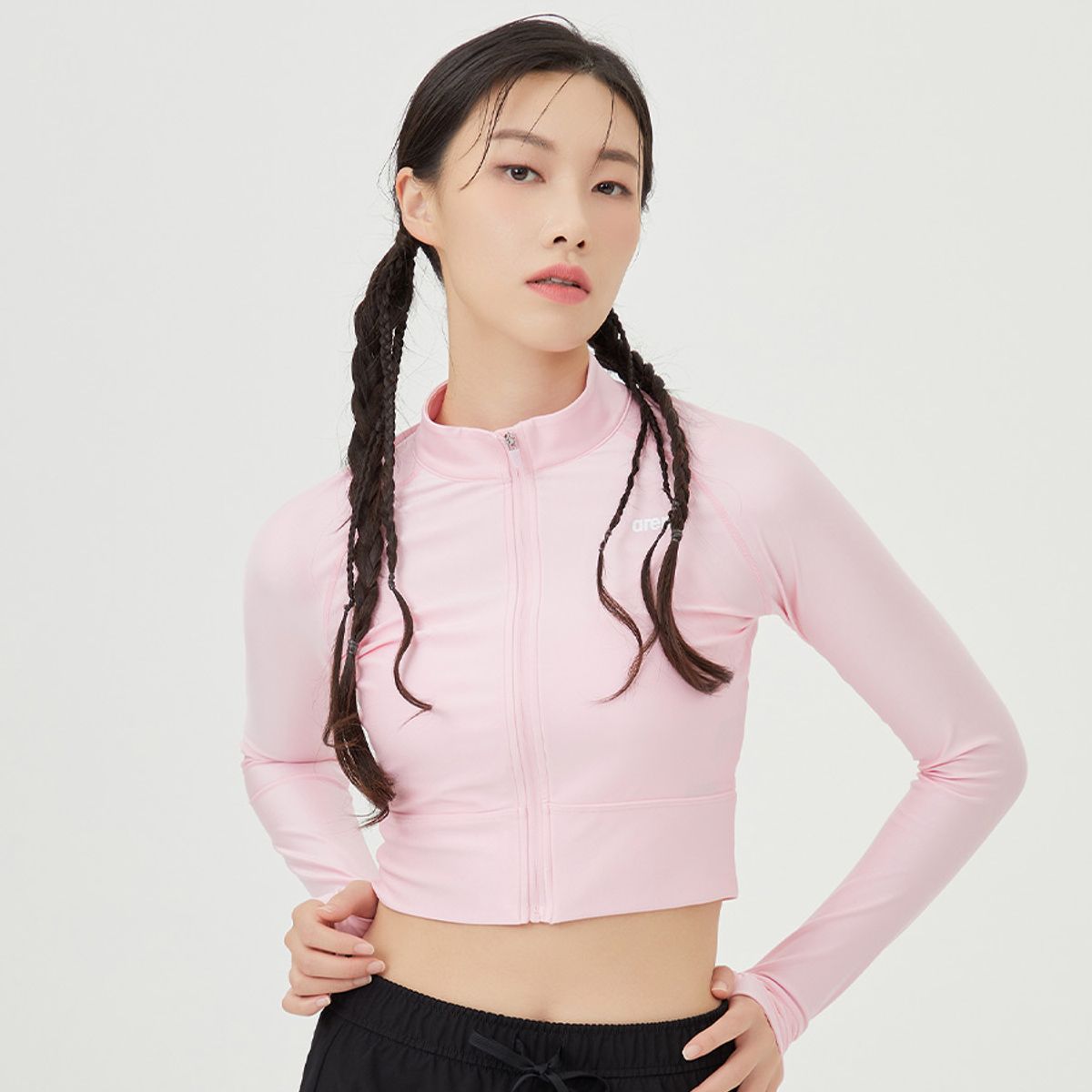아레나(ARENA) 뉴웨이브 레저 크롭 집업 래쉬가드 A4BL1QR42PNK