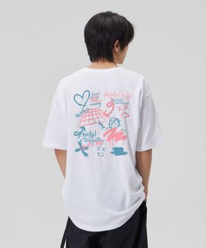 [그라피티]코튼 루즈핏 반팔 티셔츠_화이트