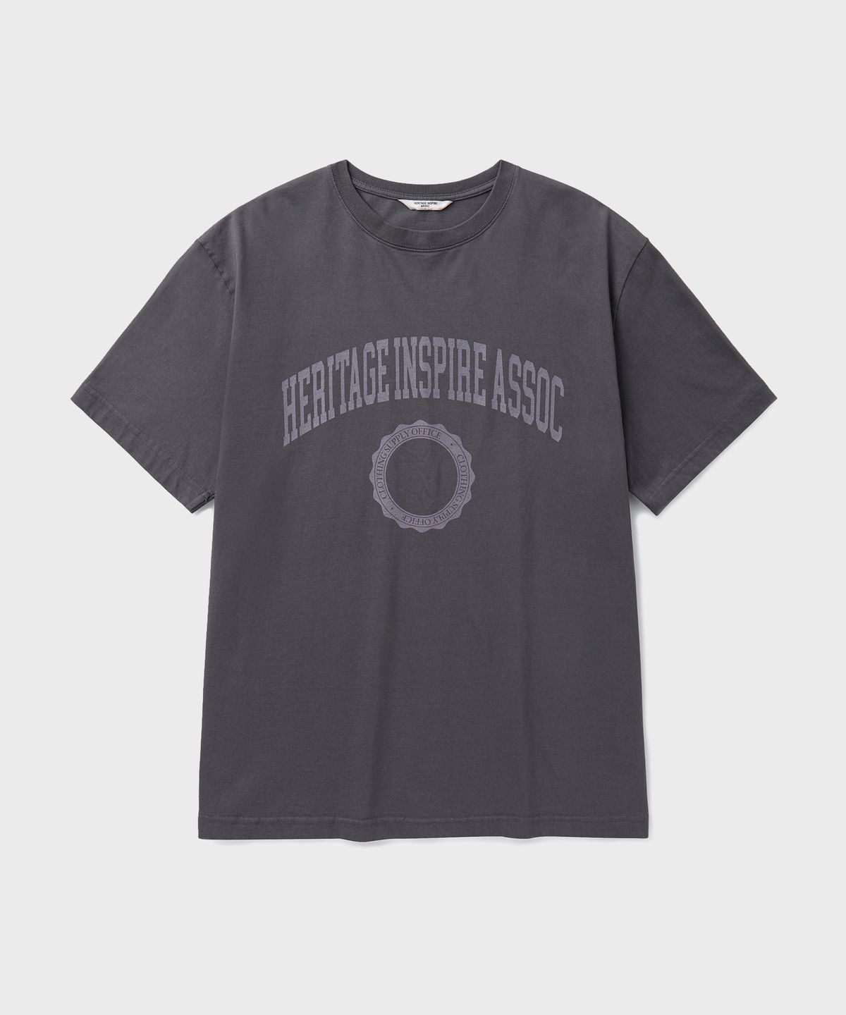유니온블루(UNION BLUE) [V2] H.I.A LOGO PRINTED T-SHIRT [WASHED CHARCOAL]
