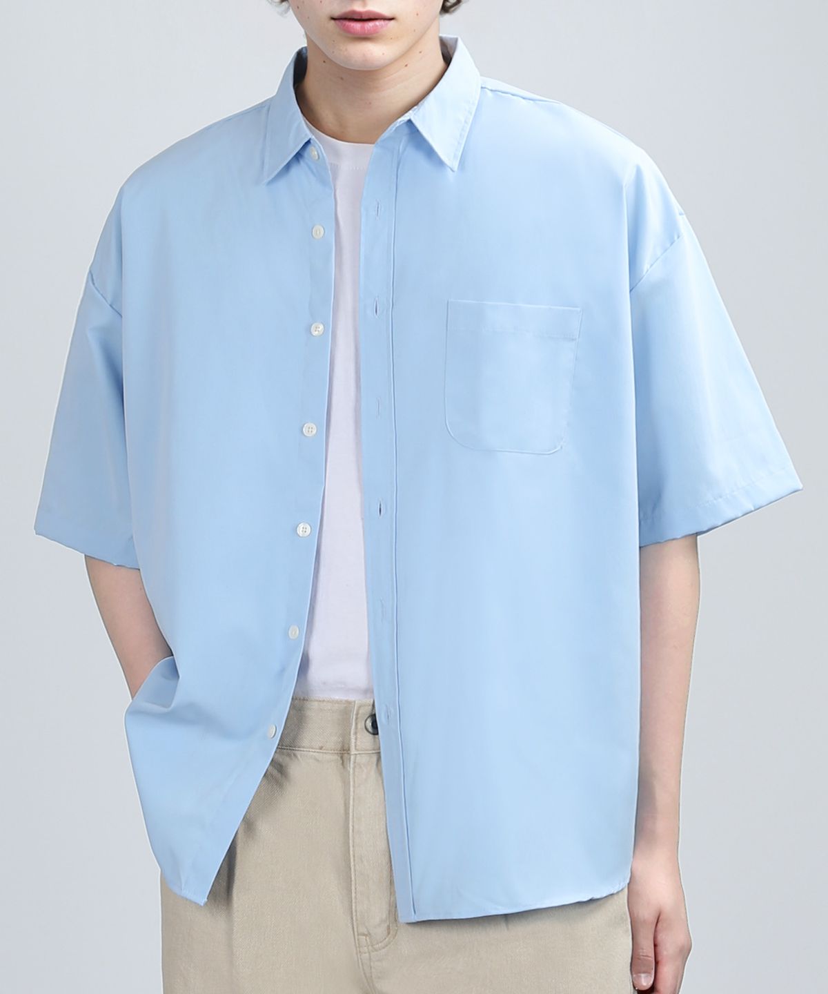 베리베인(VERYVAIN) OVER RUSTLE SUMMER SHIRTS (SKY BLUE)