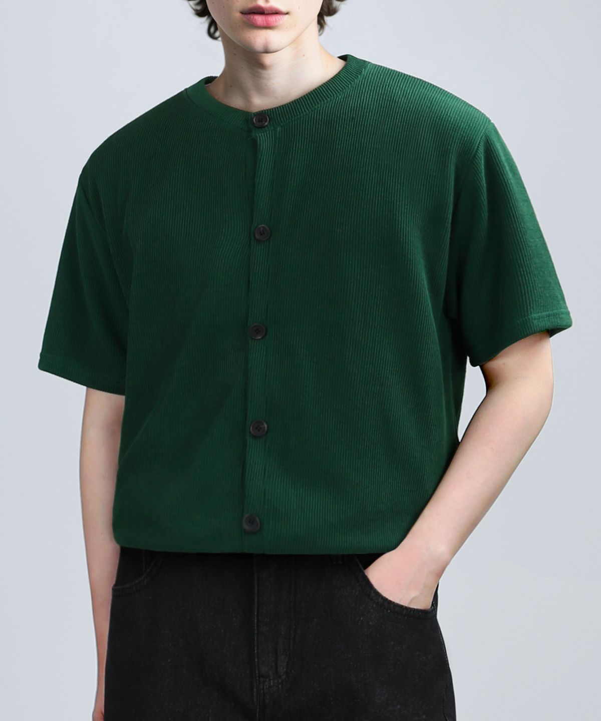 베리베인(VERYVAIN) GAFF TEX ROUND HALF CARDIGAN (GREEN)