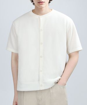 GAFF TEX ROUND HALF CARDIGAN (CREAM)