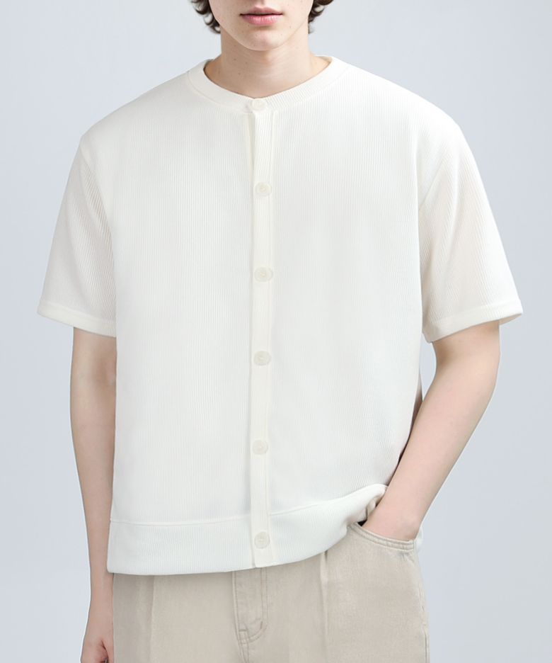 GAFF TEX ROUND HALF CARDIGAN (CREAM)