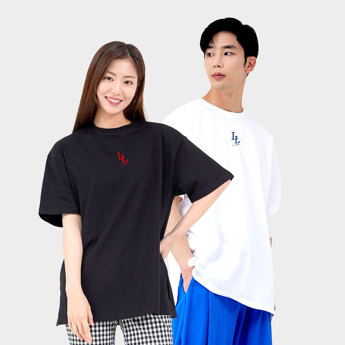 엘라모(LLAMO) LL-01 옆트임 반팔티셔츠 남녀공용 빅사이즈 XS~XL