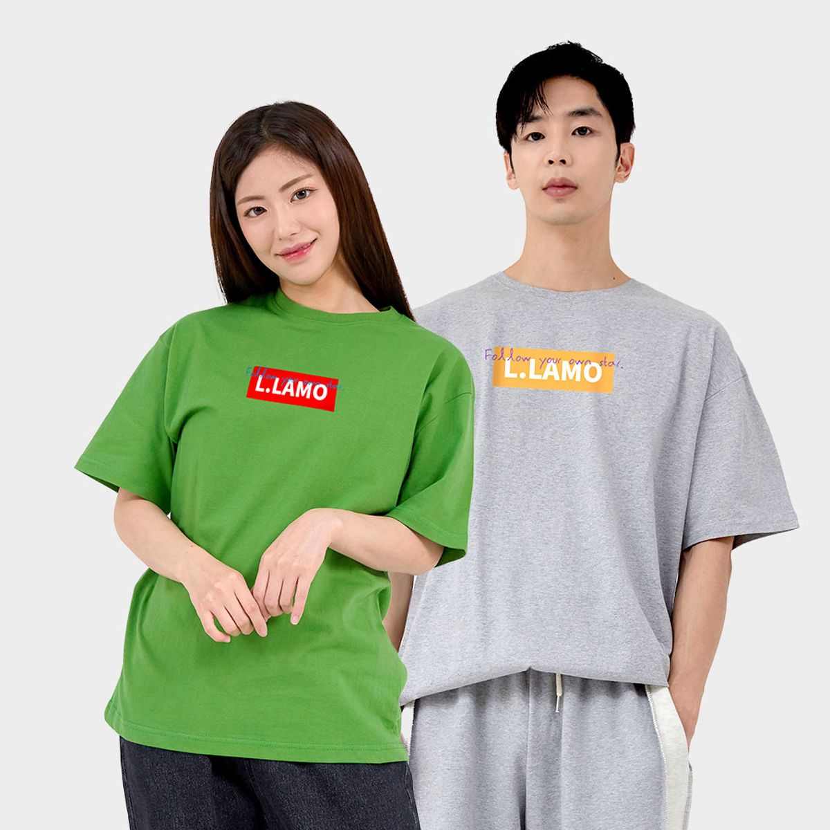 엘라모(LLAMO) 팔로우 기본 반팔티셔츠 남녀공용 빅사이즈 XS~XL
