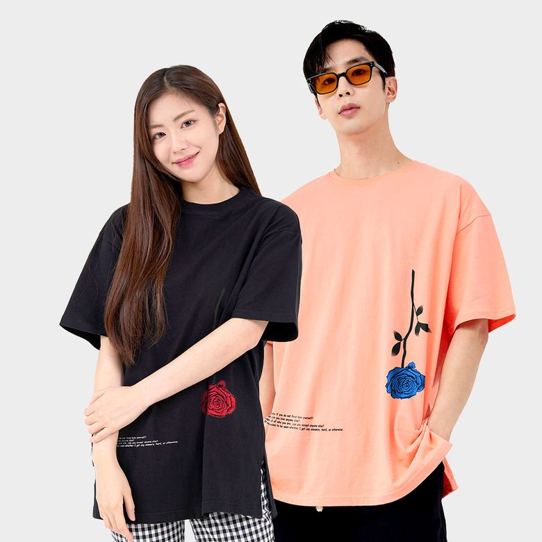 러브레터 옆트임 반팔티셔츠 남녀공용 빅사이즈 XS~XL
