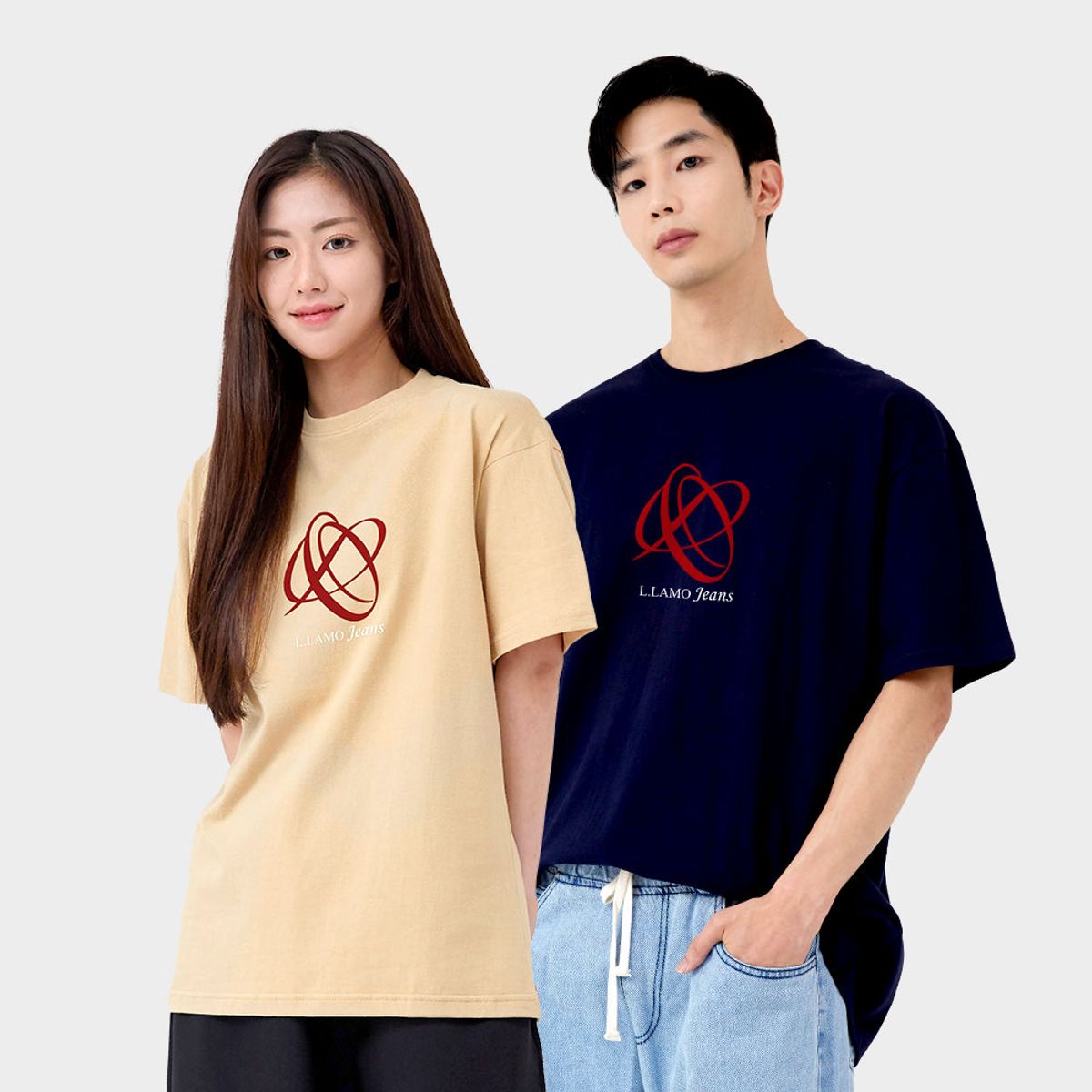 엘라모(LLAMO) 엘라모로고 기본 반팔티셔츠 남녀공용 빅사이즈 XS~XL