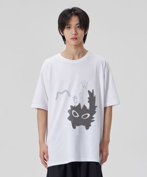 [미유 캣]코튼 루즈핏 반팔 티셔츠_화이트