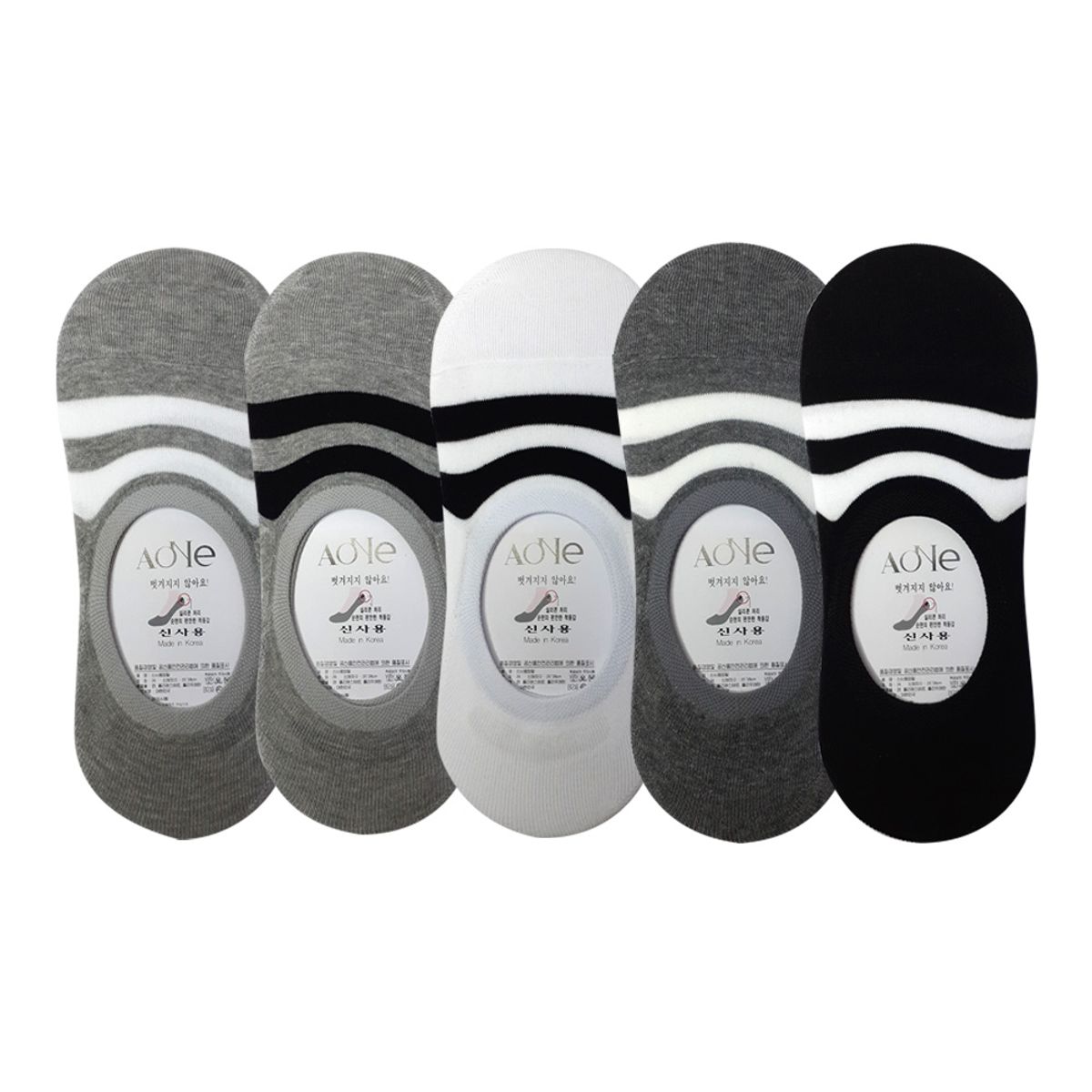 에이원(AONE) [5pack] 남성 실속형 캐주얼 실리콘 페이크 덧신