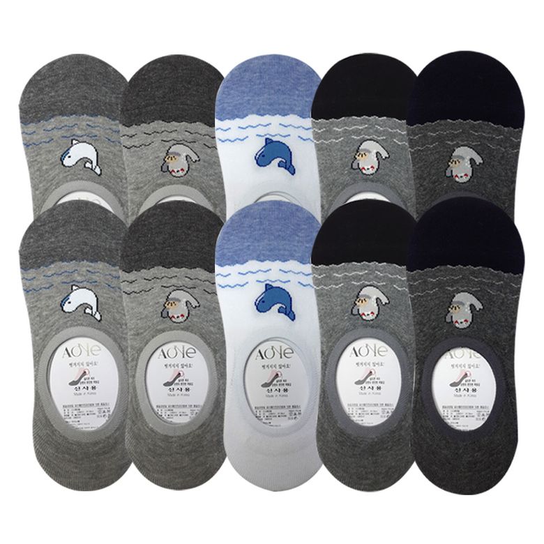 [10pack] 남성 실속형 캐주얼 실리콘 페이크 덧신