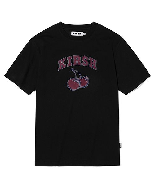 ★KIRSH★ Rock Cherry Graphic Loose Fit T-Shirt Black KIRSH Women's Loose Fit Big Cherry Graphic Short Sleeve T