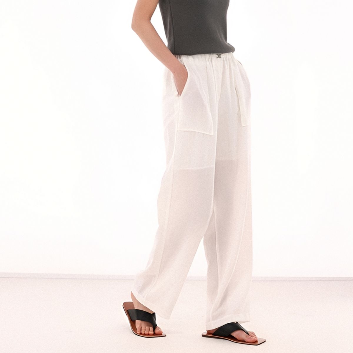 아쿠드(ACUD) Linen Bending Wide Pants _White