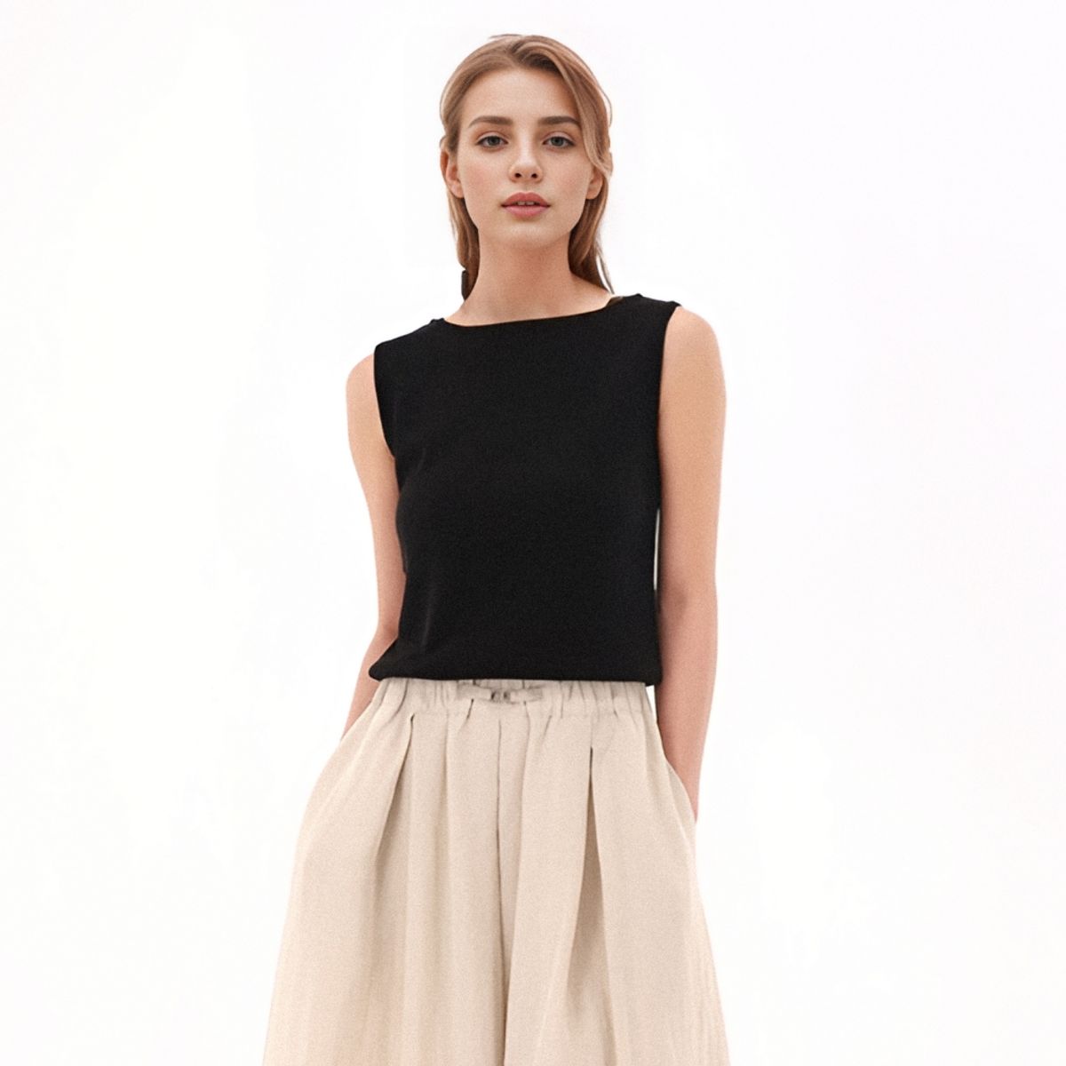 아쿠드(ACUD) Boat neck Sleeveless Knit _Black
