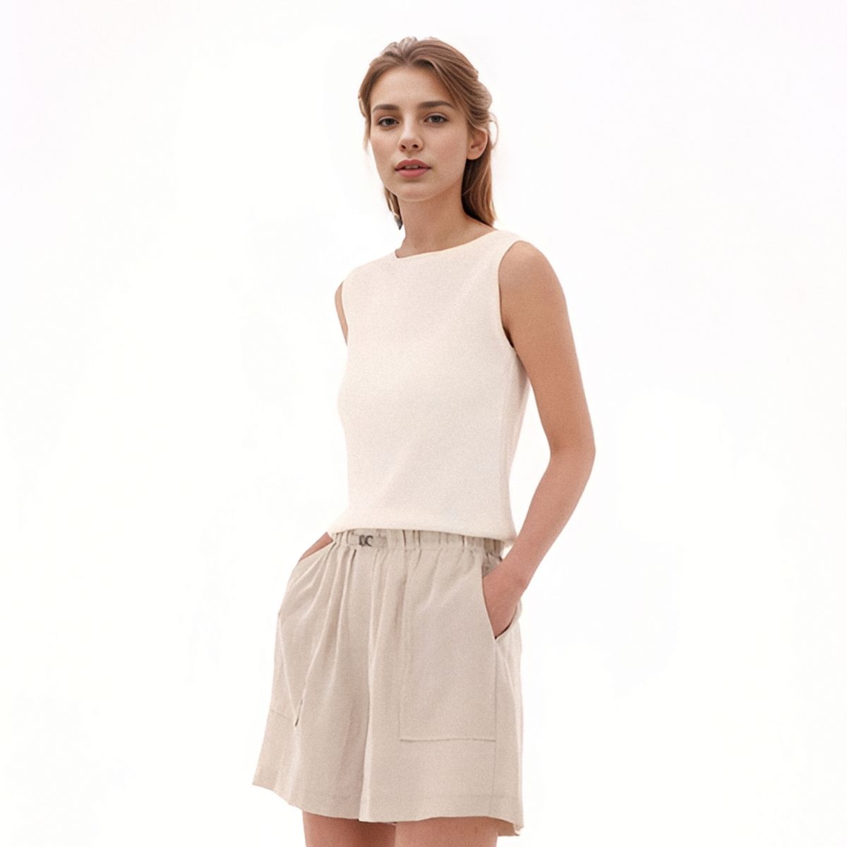 아쿠드(ACUD) Boat neck Sleeveless Knit _White