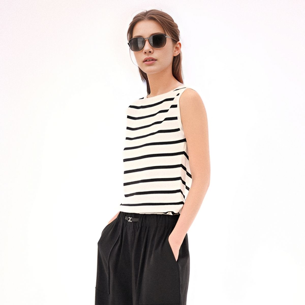 아쿠드(ACUD) Boat neck Sleeveless Knit _ST.White