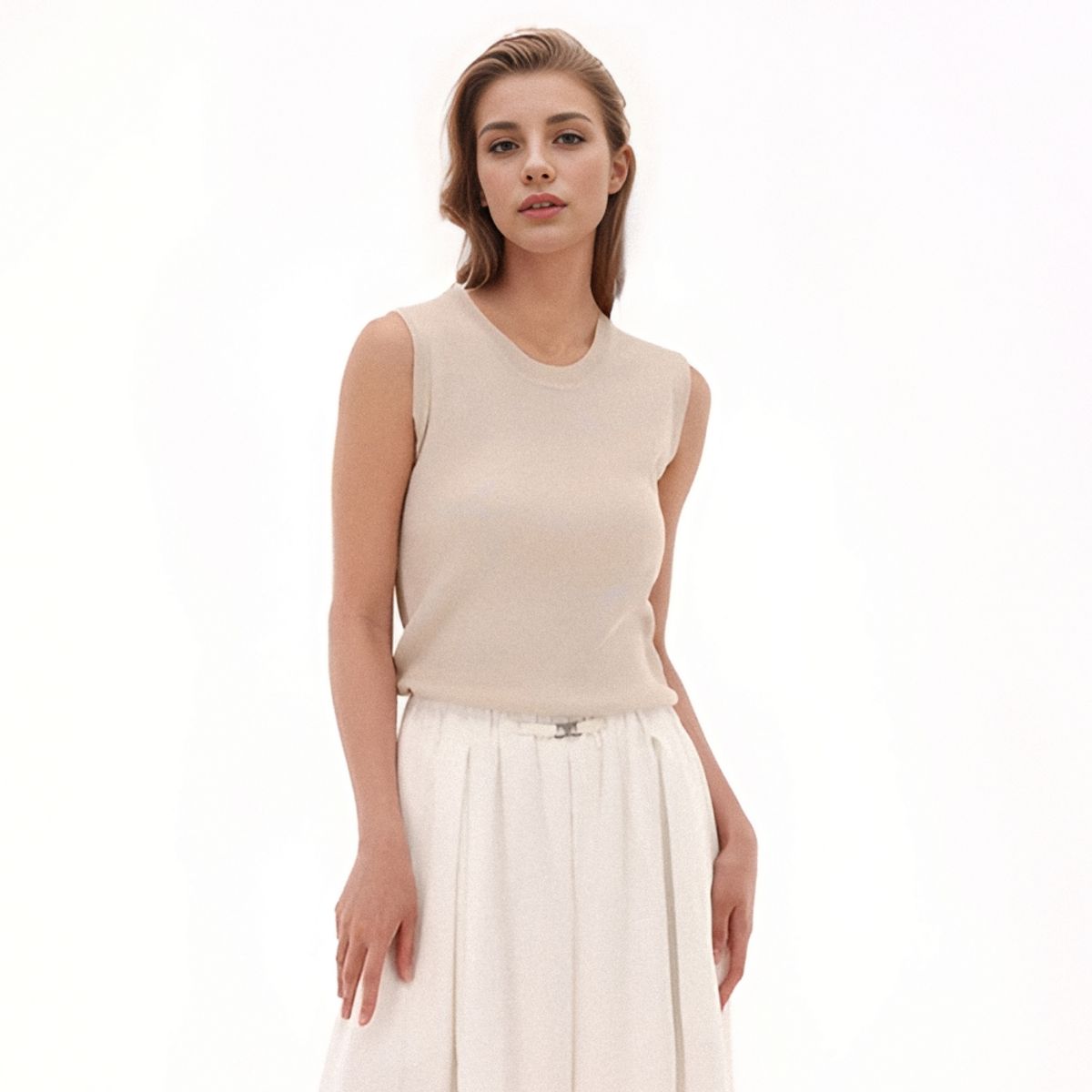 아쿠드(ACUD) U neck  Sleeveless Knit _Beige